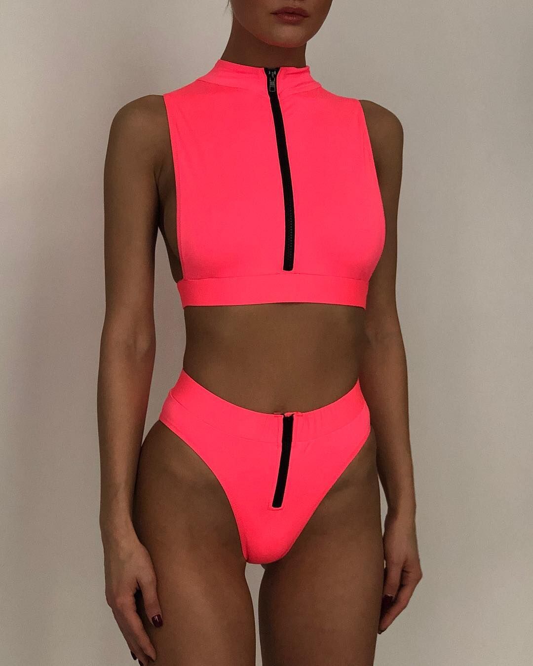 New Swimsuit Fluorescent Swimsuit Solid Bikini
