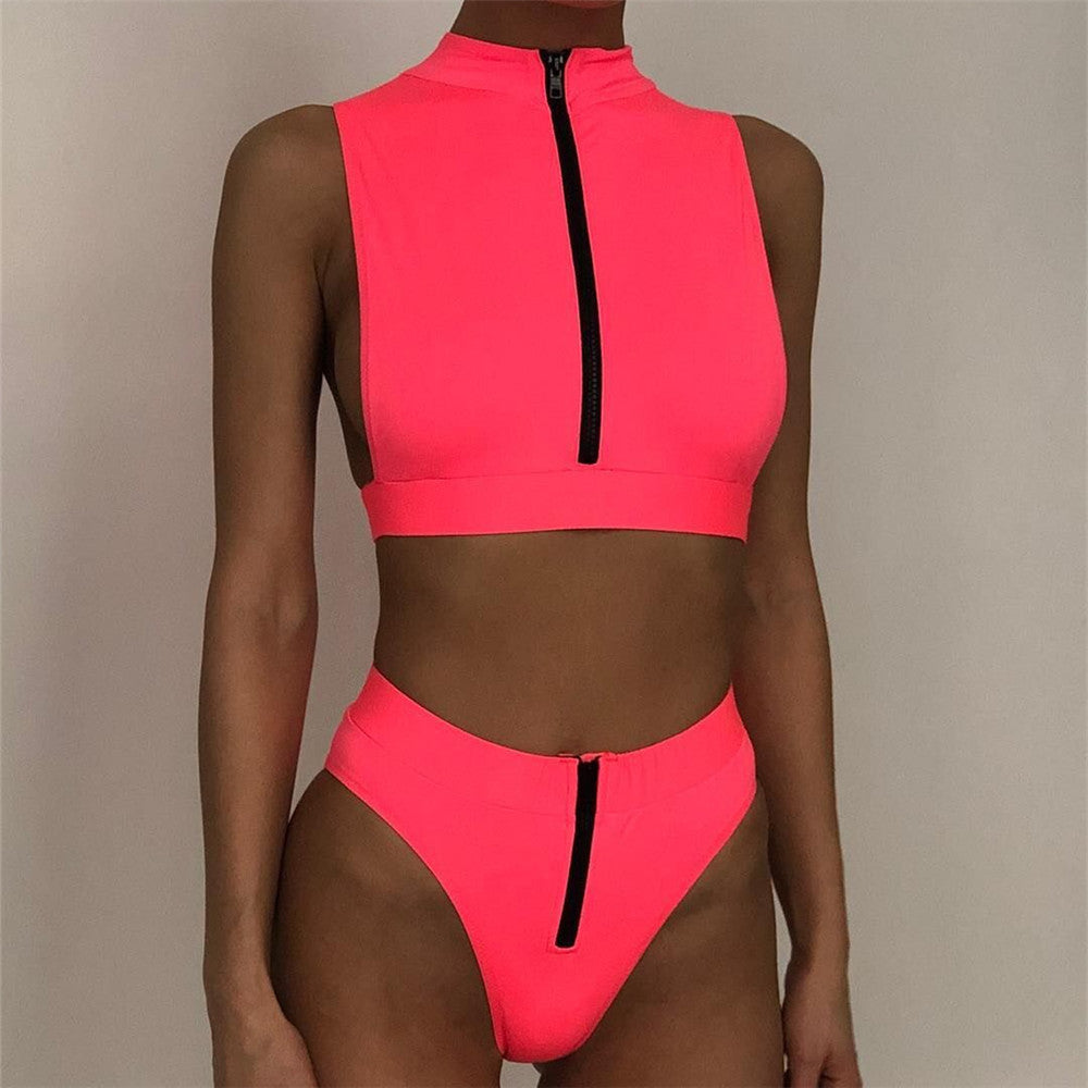 New Swimsuit Fluorescent Swimsuit Solid Bikini