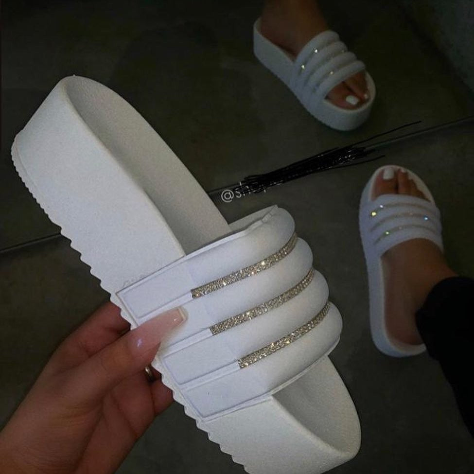 Lady’s Fashion Rhinestone Sponge Cake Platform Sandals