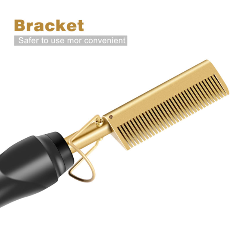 Electric Straight Hair Curling Comb Dry Wet Dual Purpose Copper Comb