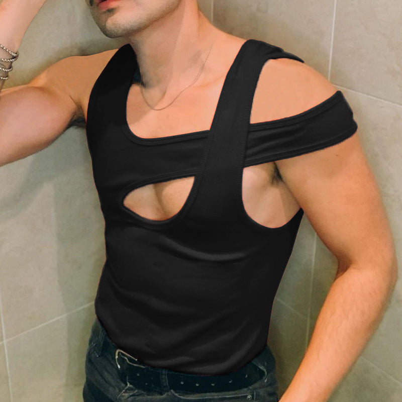 Spring And Summer Sexy New Cross-border Men's Personalized Off-the-shoulder Vest