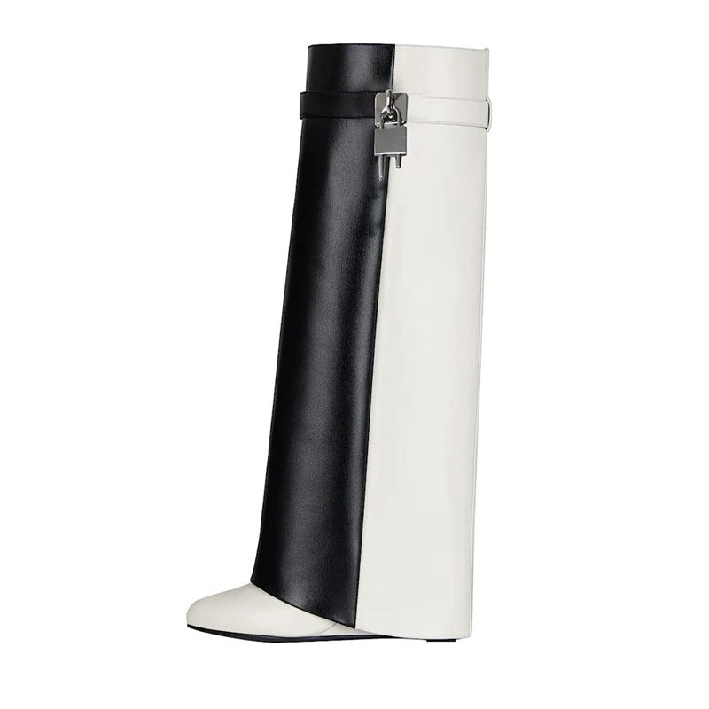 Wedge High Metal Plus Size Women's Boots Below The Knee Boots