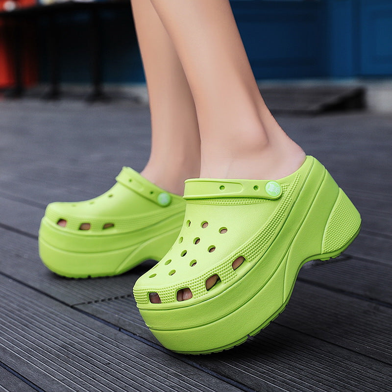 Women's Shoes Summer Slippers High Platform Heel Hole Shoes
