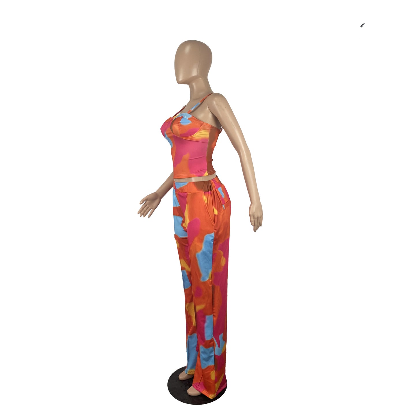Ladies Vest Drawstring Three-dimensional Wide Leg Suit