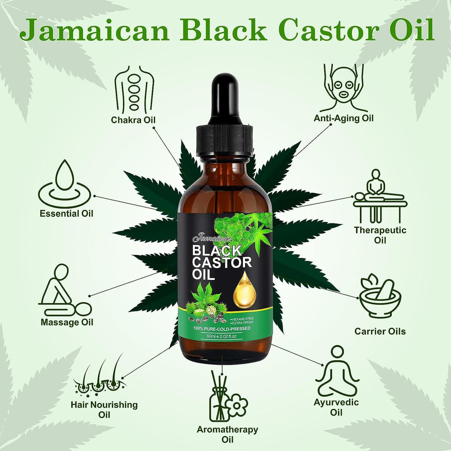 Black Castor Oil Massage Oil Hair Care Essential Oil Cross-border