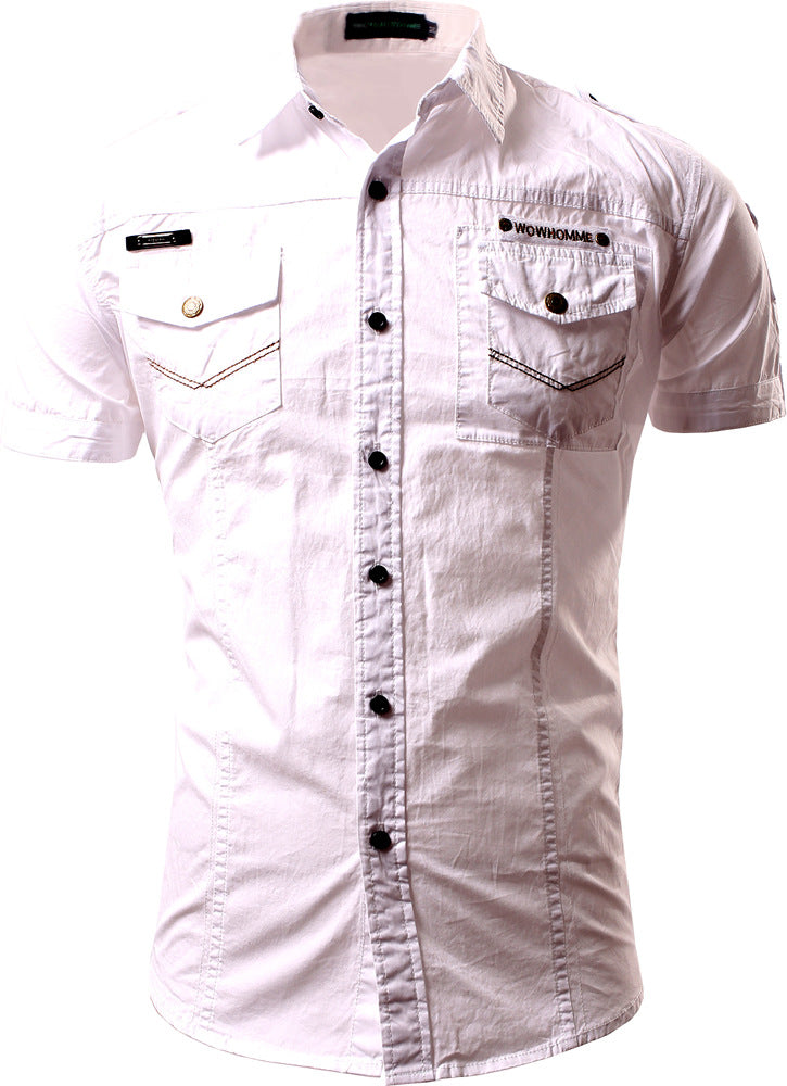 Men's Monochrome Casual Short Sleeve Shirt