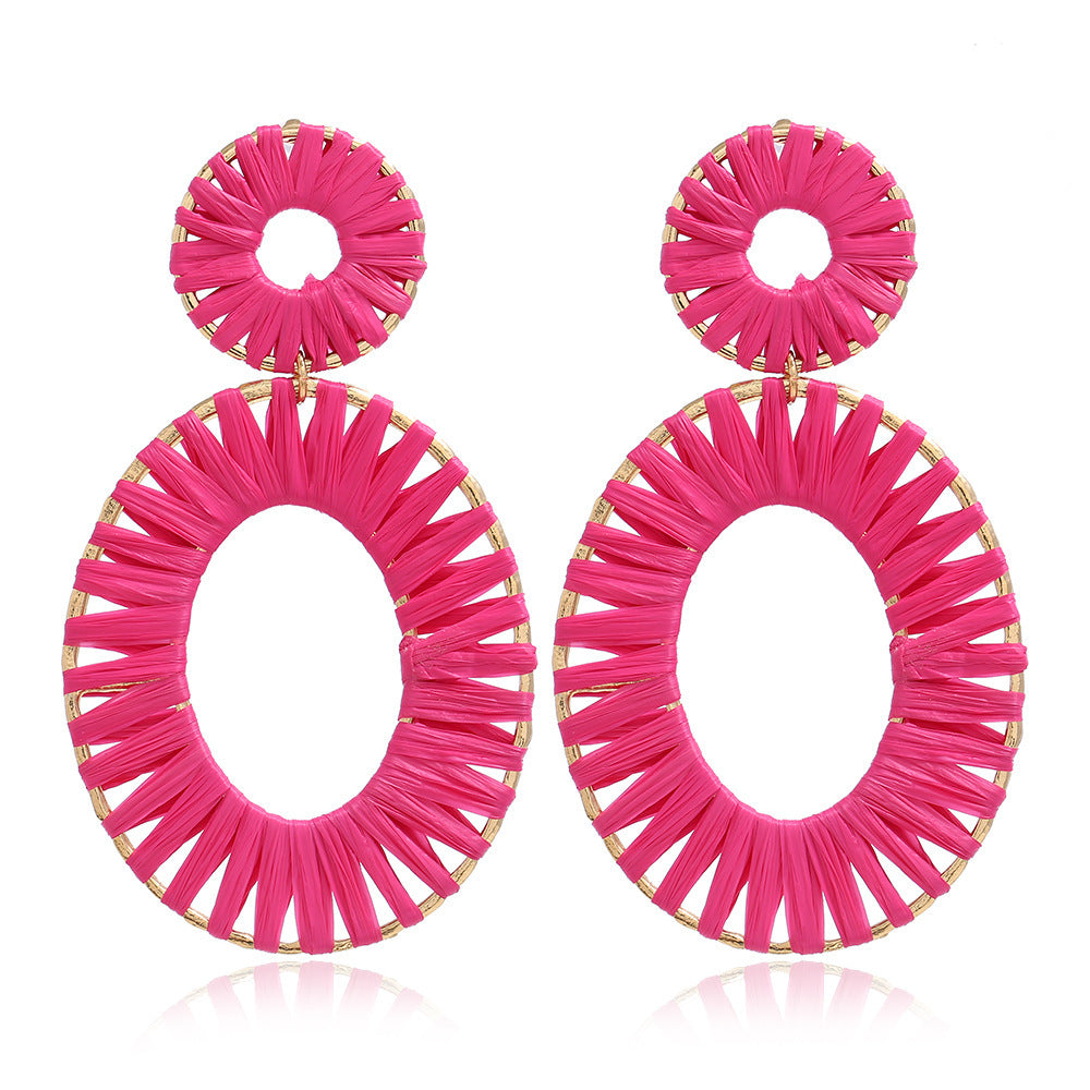 Set Rose Red Geometric All-match Earrings For Women
