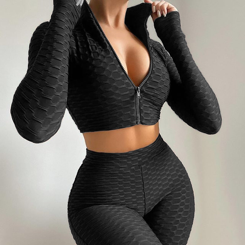 Women's Tracksuit Yoga Fitness Suit Activewear Set Tummy Control Butt Lift Long Sleeve Sport Clothing