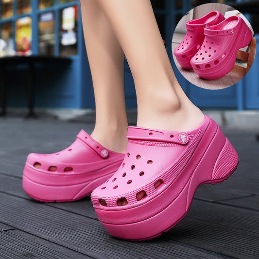 Women's Shoes Summer Slippers High Platform Heel Hole Shoes