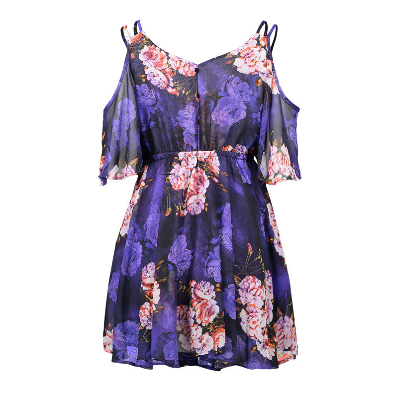 Summer Breeze “Fashion and Personality” Chiffon Floral Print Swing Style Short Dress