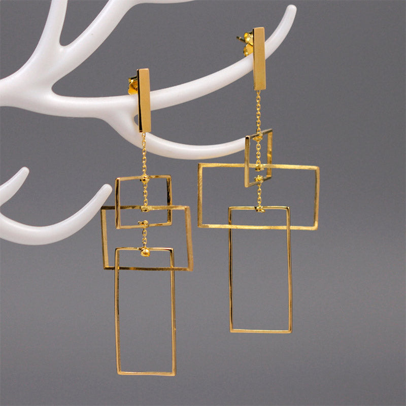 Stylish Three-dimensional square earrings