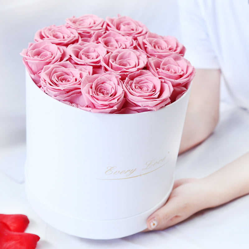 Eternal Life Flower Immortal Rose with Hug Bucket Romantic Valentines Day Gift