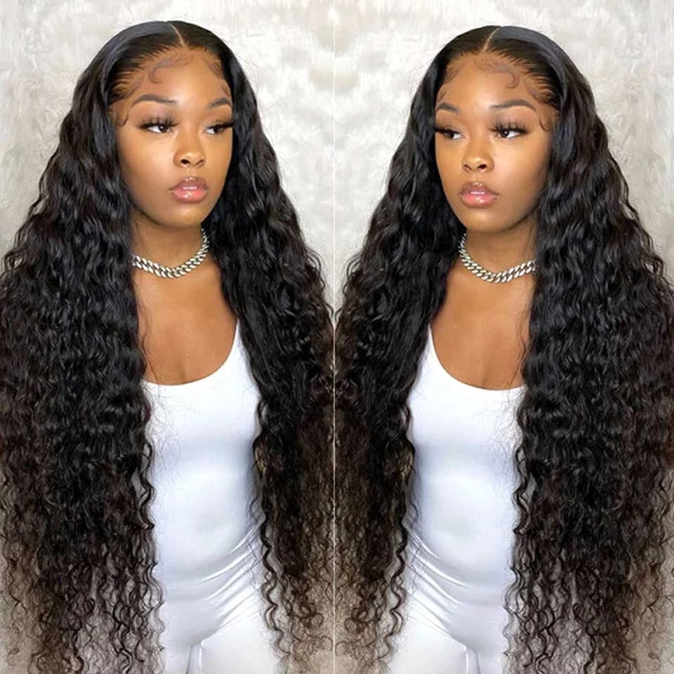 14 inch T-part Spanish Wave Human Hair Lace Front Wig