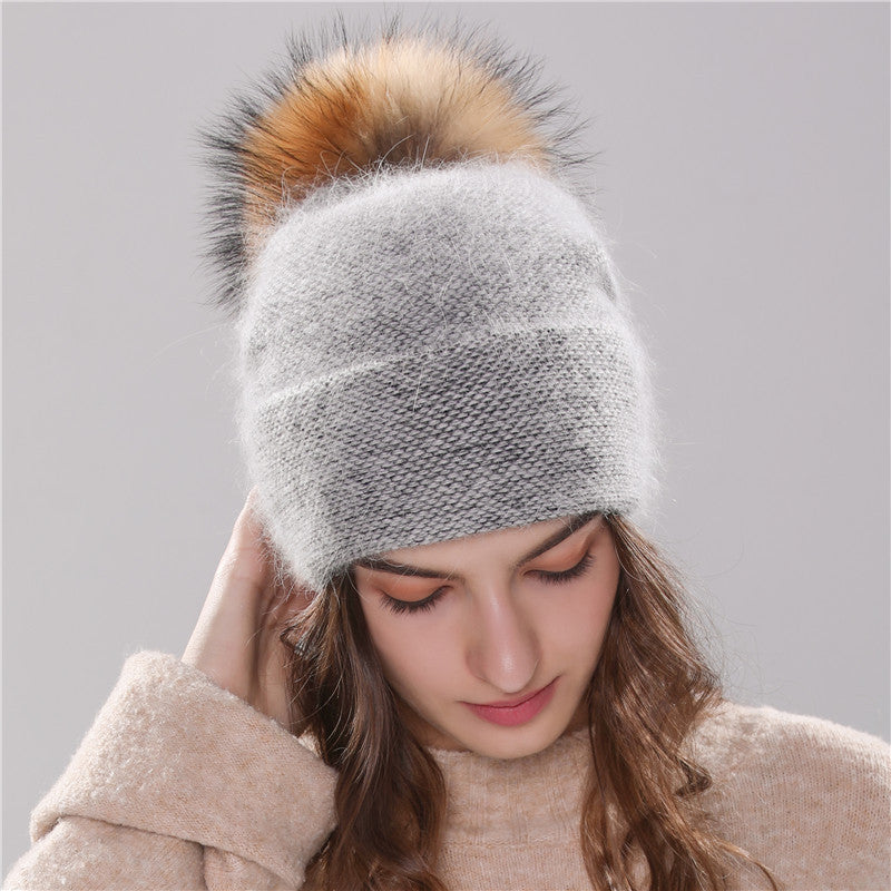 Angola Rabbit Fur Bonnet Girl 's Hat Fall Female Cap