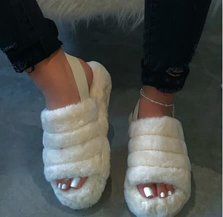 Plus size thick bottom plush slippers