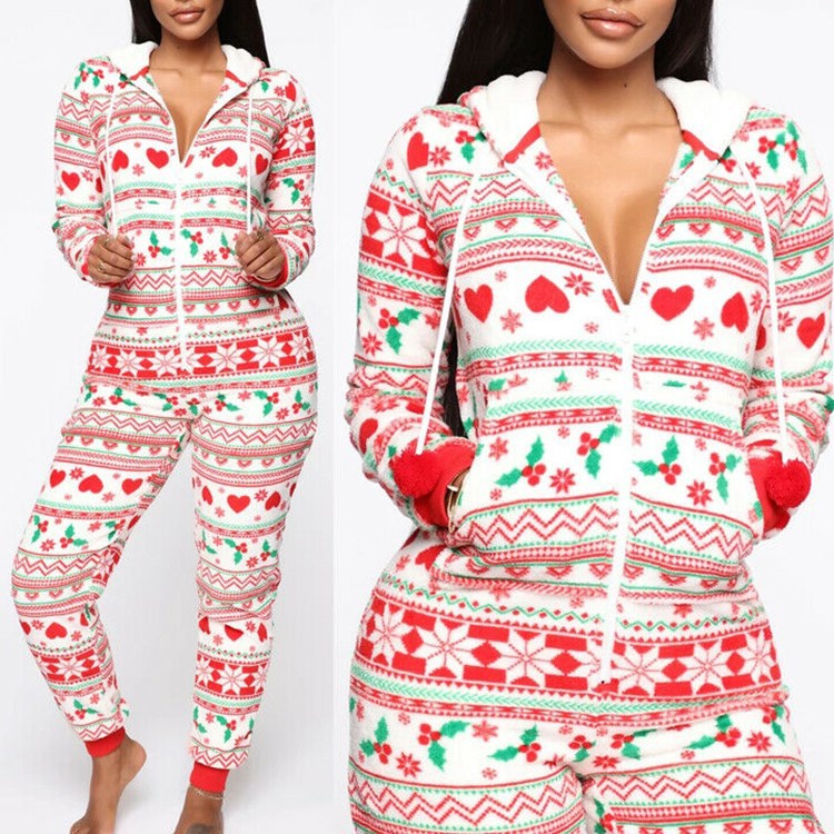 Hooded Nightwear for women Christmas Pajamas set