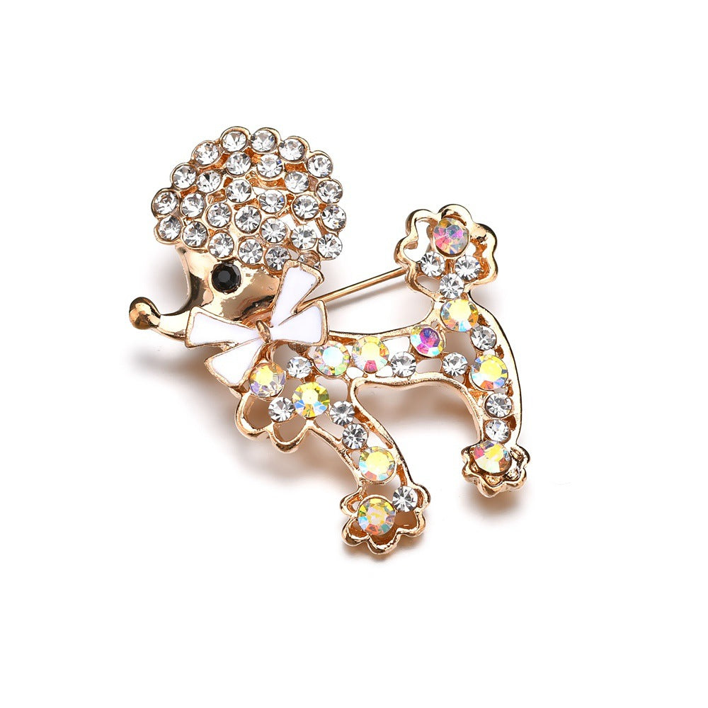 Diamond-encrusted Poodle Dog brooch pin