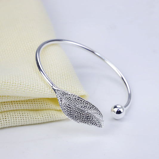 Sterling Silver Feather Love Bracelet
