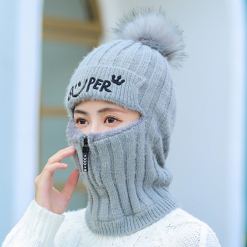 Winter knitted ear protection hat