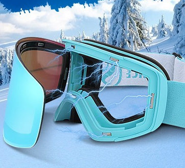Snow Goggles with Magnetic Interchangeable Dual Layer Cylindrical Lens Anti-Fog UV Protection