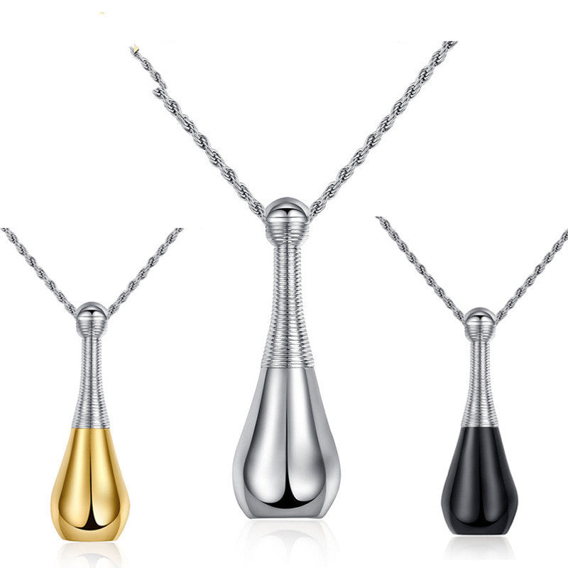 Titanium Steel Personality Necklace with Perfume Bottle Pendant