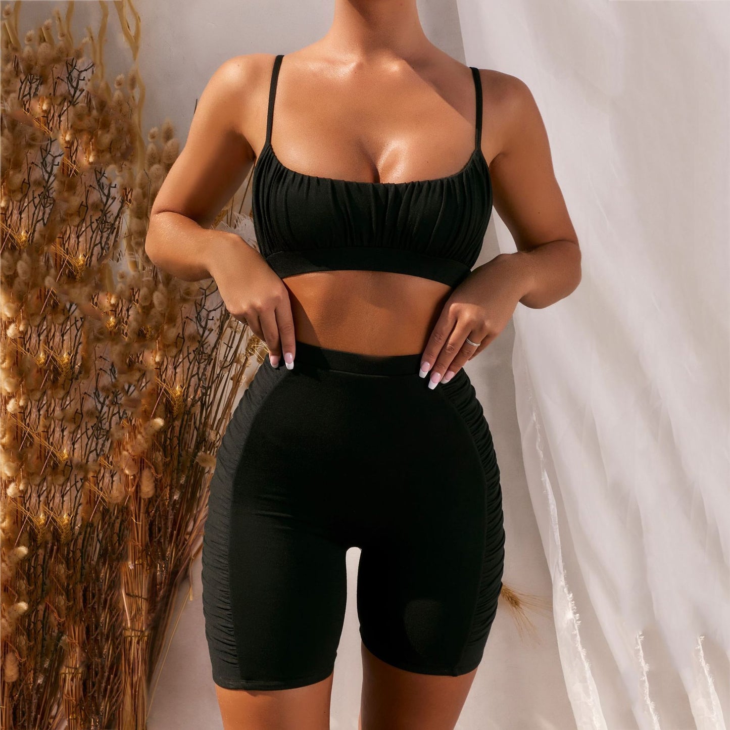 Fashion Trendy Two-Piece Pleated Shorts Set