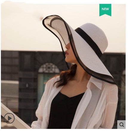 Lady’s Fashion Brim Woven Organza Sunshade Hat