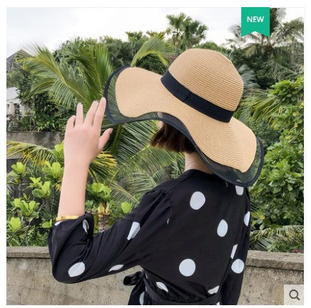 Lady’s Fashion Brim Woven Organza Sunshade Hat