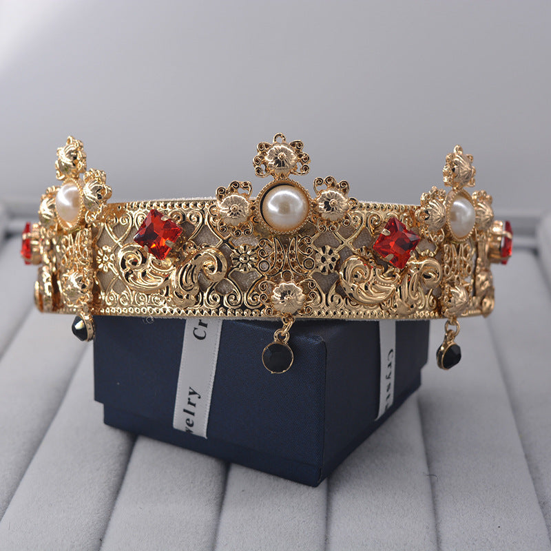 Bridal Lace Full Diamond Pearl Headband Crown