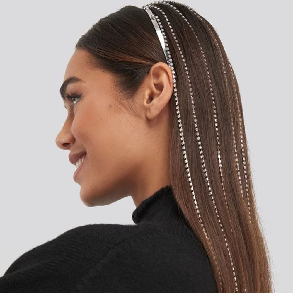 Fashion Tassel Headband Hair Hoop Rhinestone Jewelry for Women