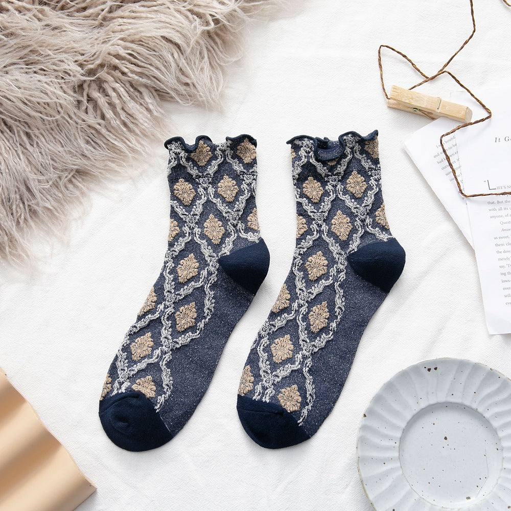 New Style  Fall/ Winter Curled Loose Rim Cotton Socks