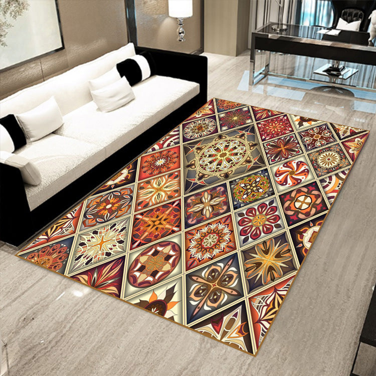 Retro Nordic Ethnic Style Mosaic Geometric Pattern Living Room