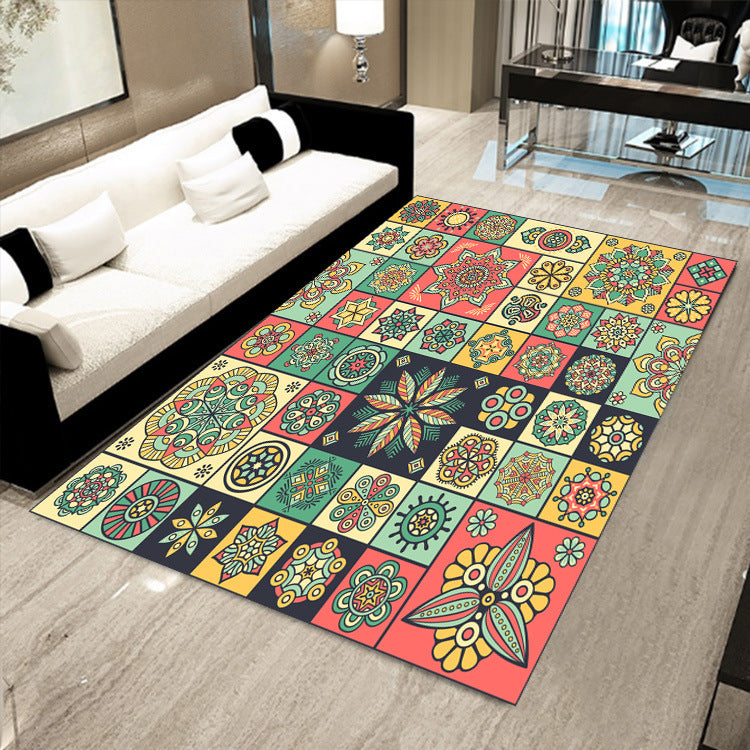 Retro Nordic Ethnic Style Mosaic Geometric Pattern Living Room