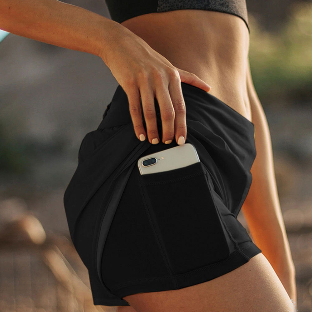 Double-layered Two-piece Athletic Shorts With Pockets