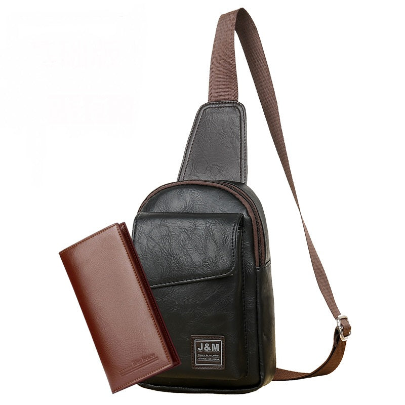 Men's Fashion Retro PU Shoulder Messenger Bag with Wallet