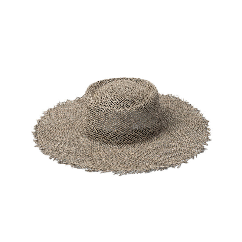 Retro Style Frayed Seaweed Straw Hat