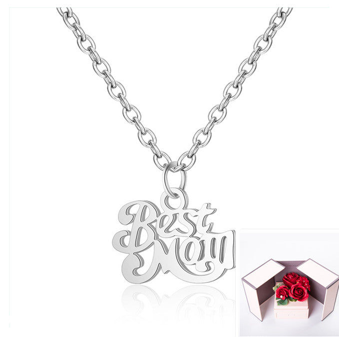 Stainless Steel Best Mom Charm Necklace and Pendant