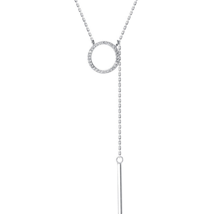 Jane Su S925 Silver Diamond Circle Necklace