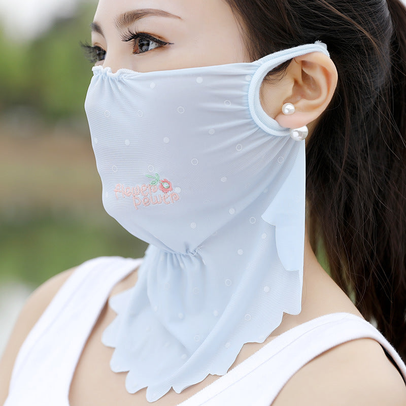 Wave Edge Enlarged Neck Guard Fruit Embroidered Dustproof Sunscreen Mask