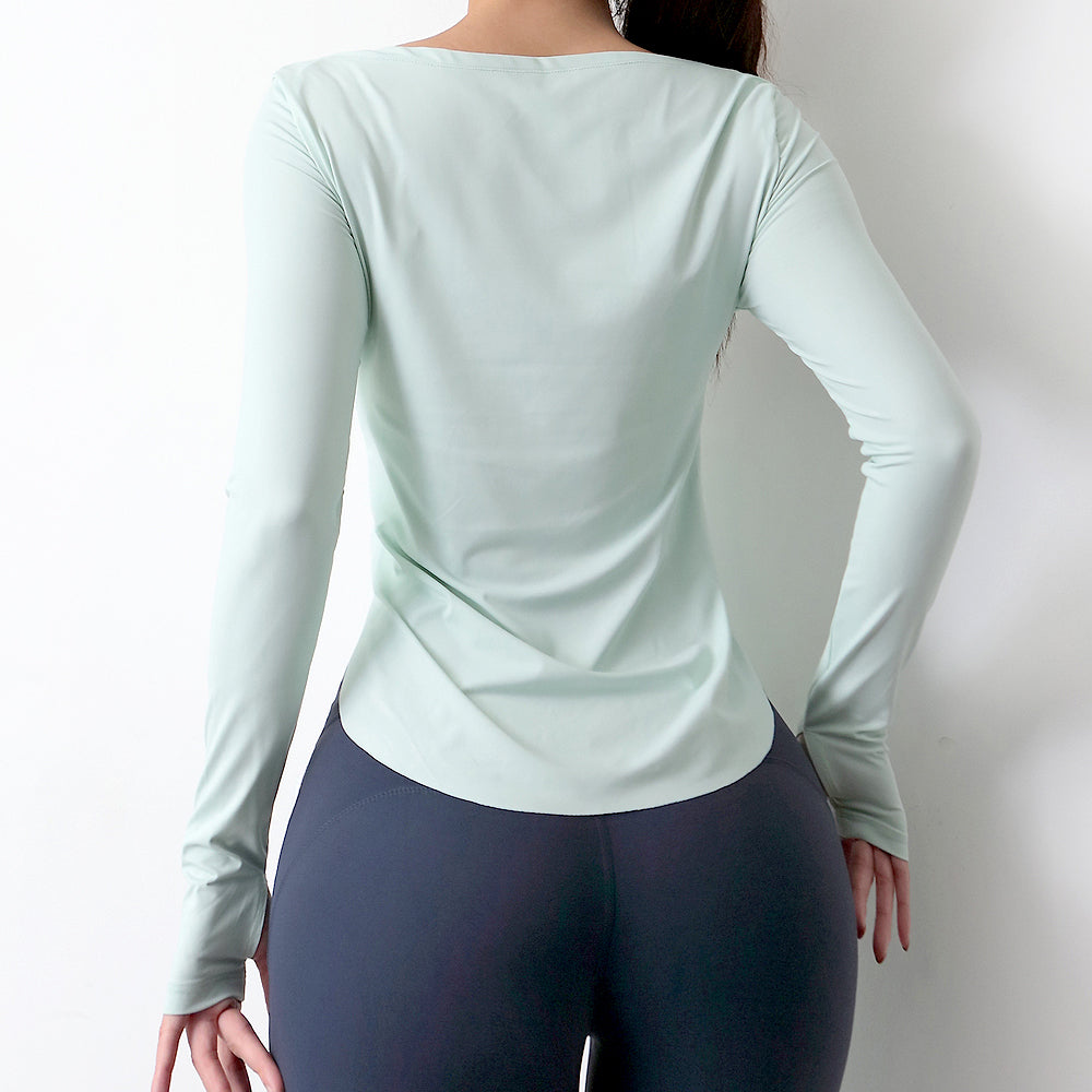Gym Smock Sportswear Women'S Tight-Fitting Long-Sleeved Shirt Outer Wear