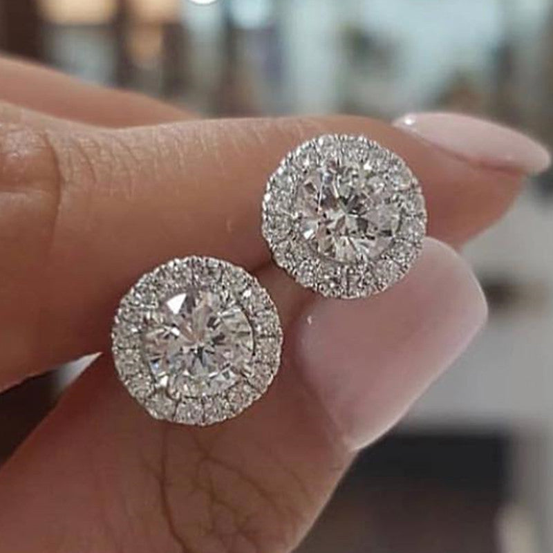 Lady’s New Fashion Exquisite Halo Stud Earrings