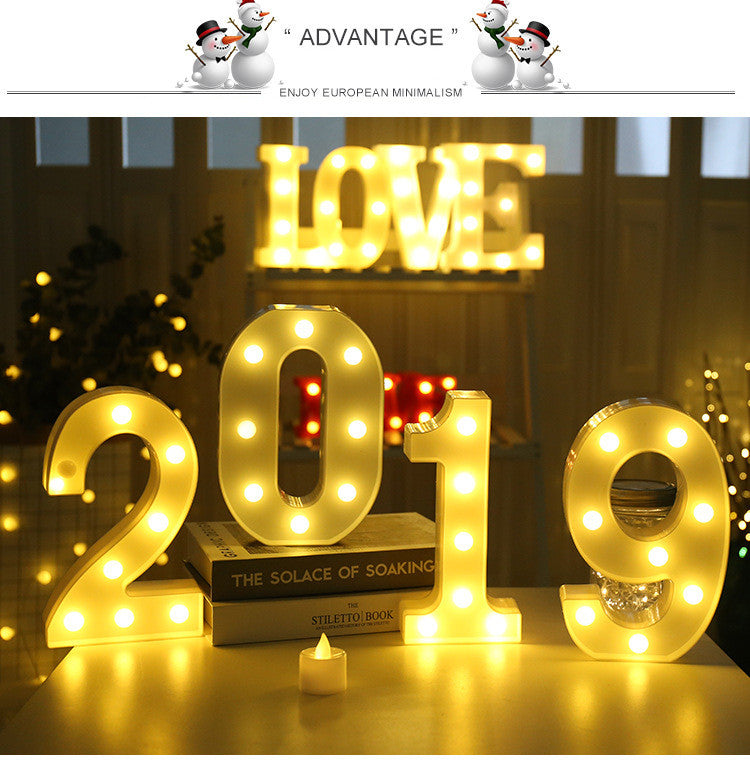 Luminous LED Letter Number Night Light English Alphabet Number Battery Lamp Romantic Wedding Christmas Party Decoration