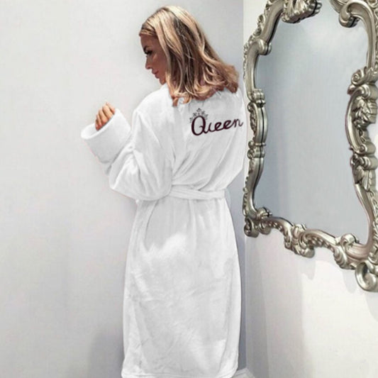 The Queens Printed Letter House Coat Cotton Robe
