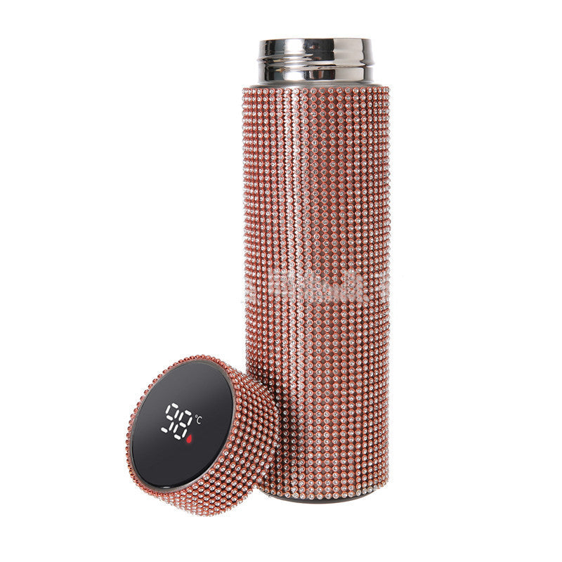 Stainless Steel Rhinestone High grade portable flashy thermos cup
