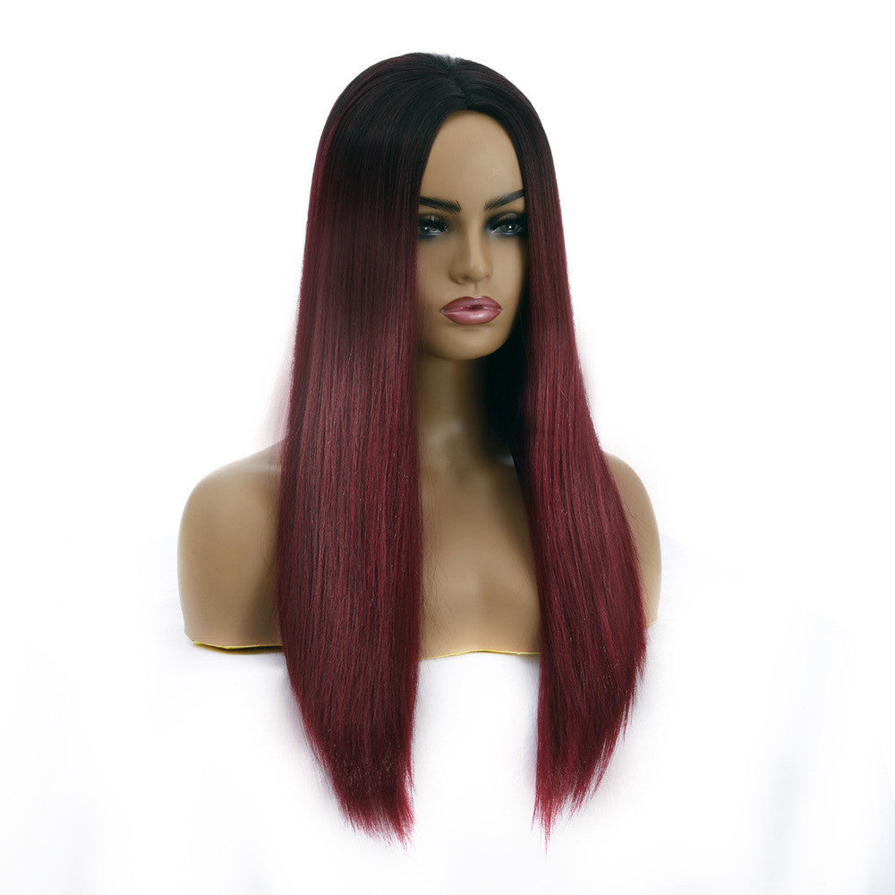 Synthetic Blend Long Straight Boldly Dyed Hair Wigs