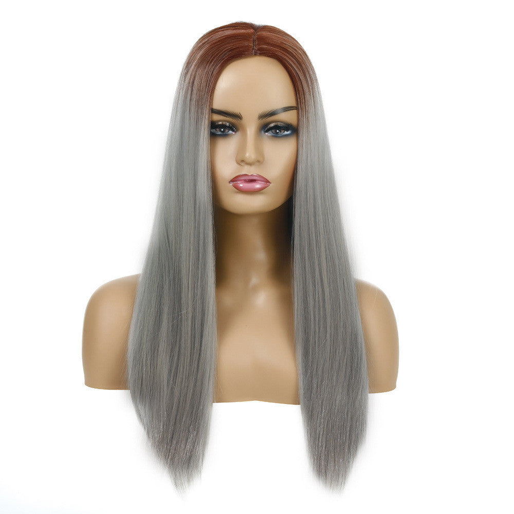 Synthetic Blend Long Straight Boldly Dyed Hair Wigs