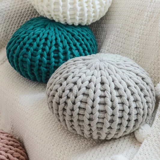 Handmade Thick Wool Woven Pillow, Creative Round Futon