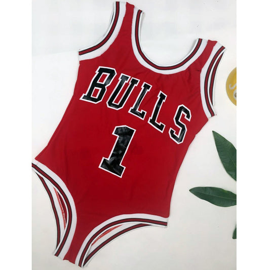 Lady’s #1 Bulls Jersey Swimwear