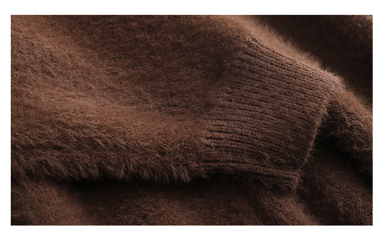 Mink Fur Long Warm Cardigan Sweater