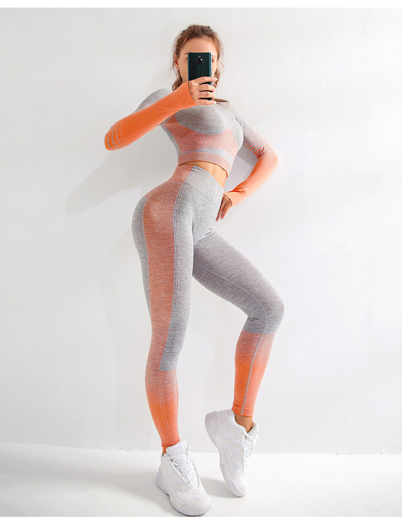LANTECH Women Yoga Sets Gym Fitness Athletic 2 Pcs Sports Suits Set Pants Leggings Sportswear Leggings Seamless Sports Shirts